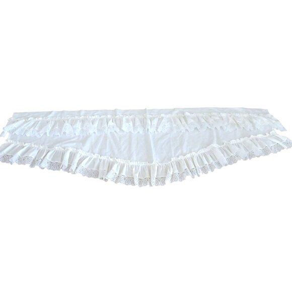 Vintage White Curtain Valance Lace Ruffle Tiered Swag Cottage Shabby Chic - Picture 13 of 15